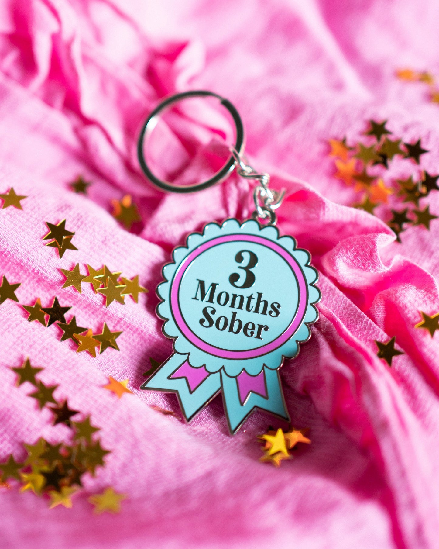 3 Months Sober Keyring