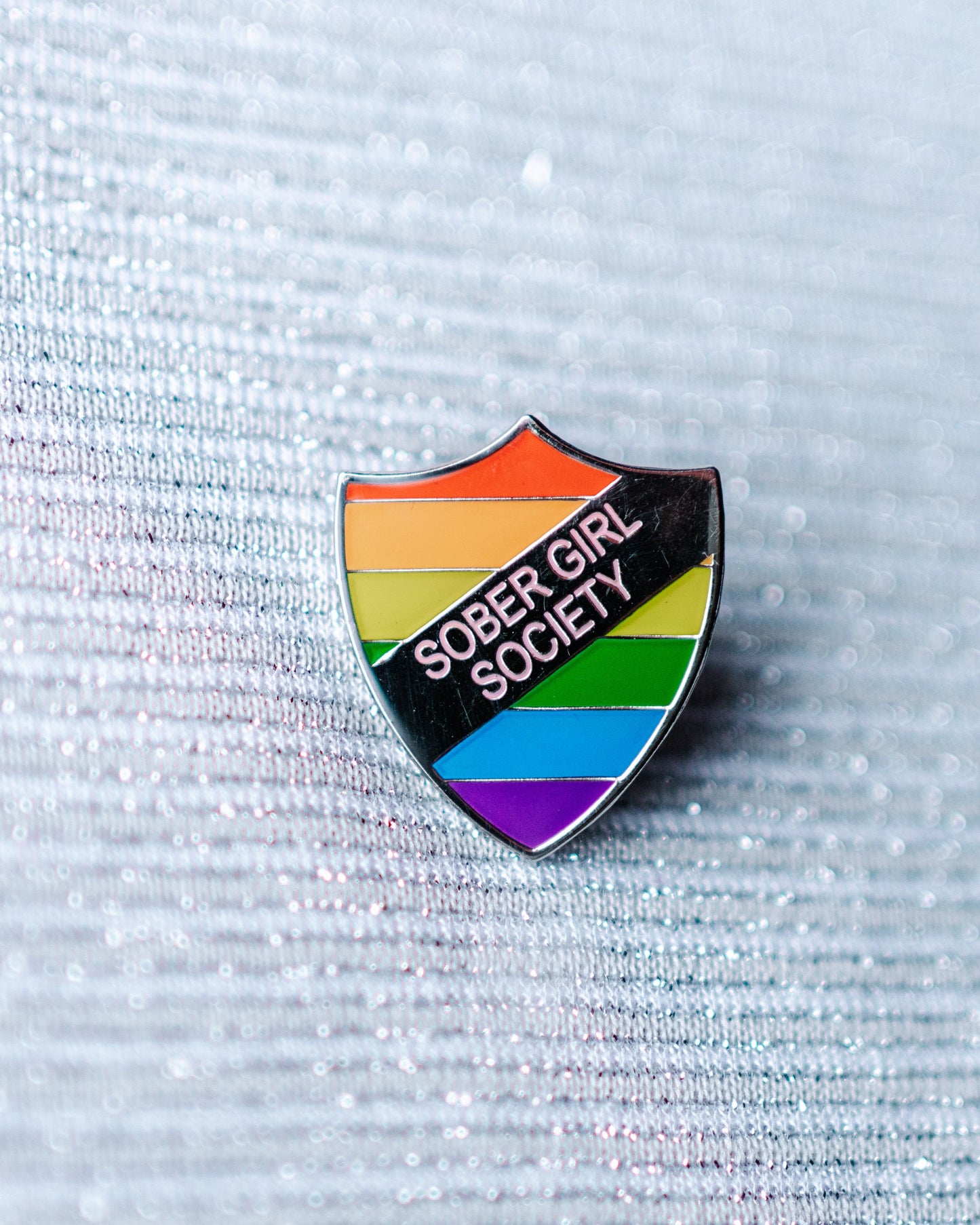 Rainbow Enamel Pin Shield Badge