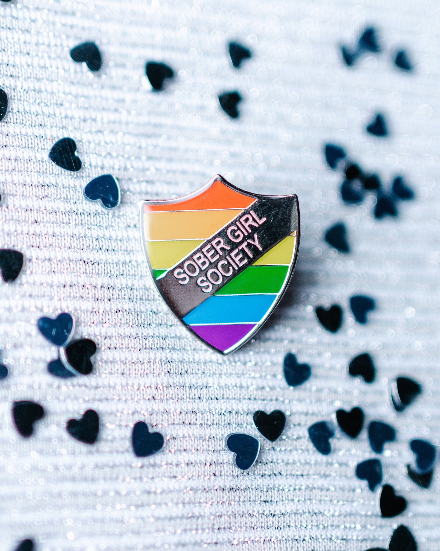 Rainbow Enamel Pin Shield Badge