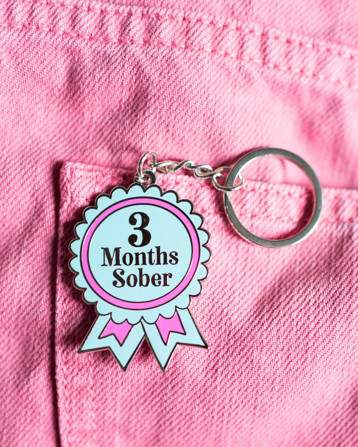 3 Months Sober Keyring