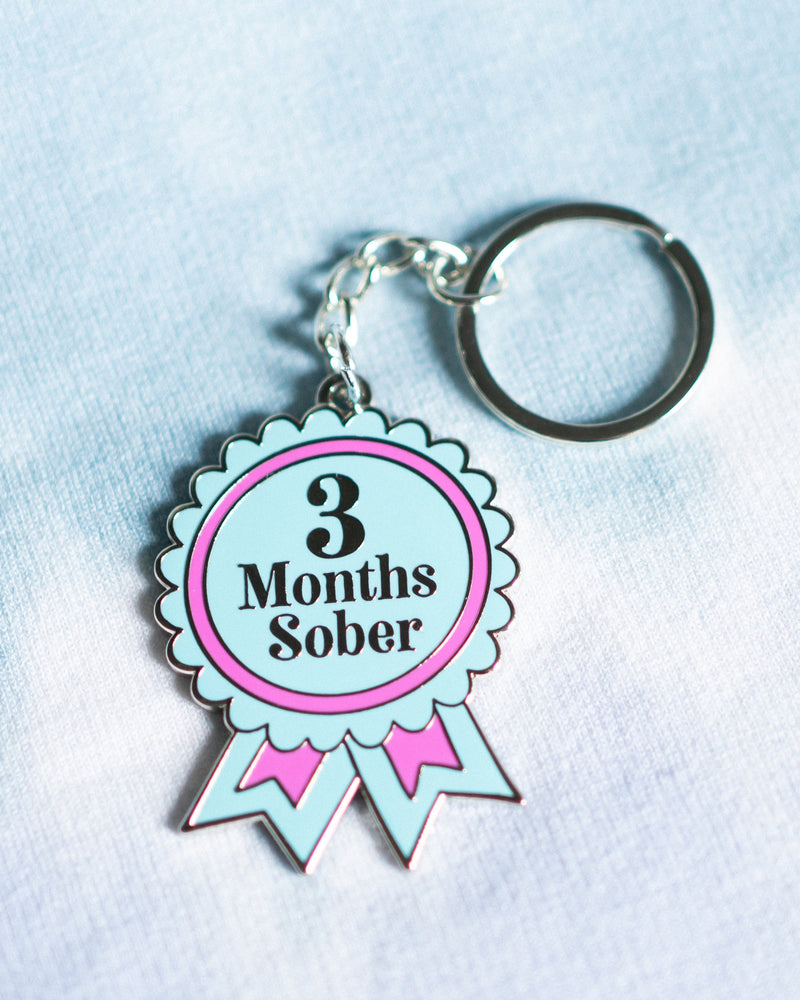 3 Months Sober Keyring