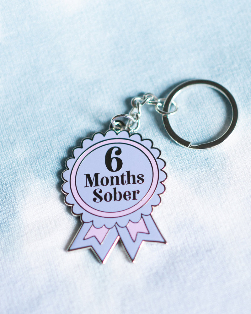 6 Months Sober Keyring