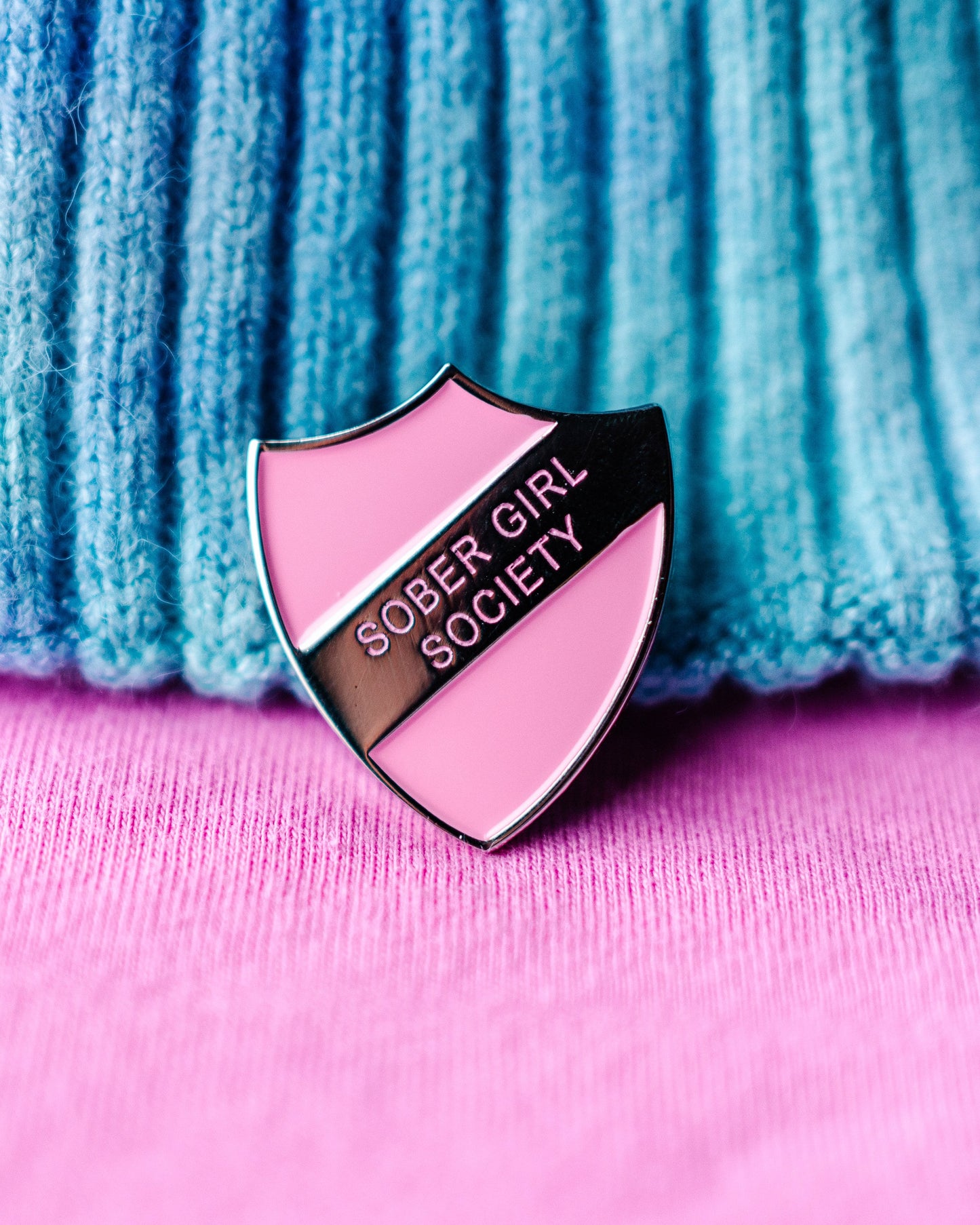 Pink Enamel Pin Shield Badge