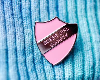 Pink Enamel Pin Shield Badge