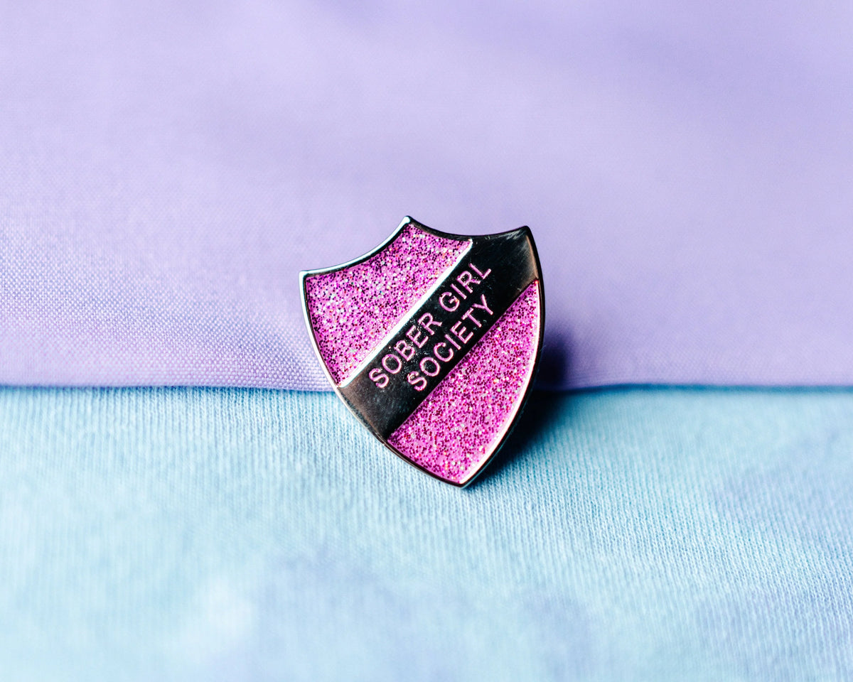 Sober Girl Society Shield Pin Shield Badge