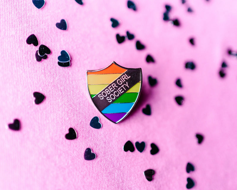 Rainbow Enamel Pin Shield Badge