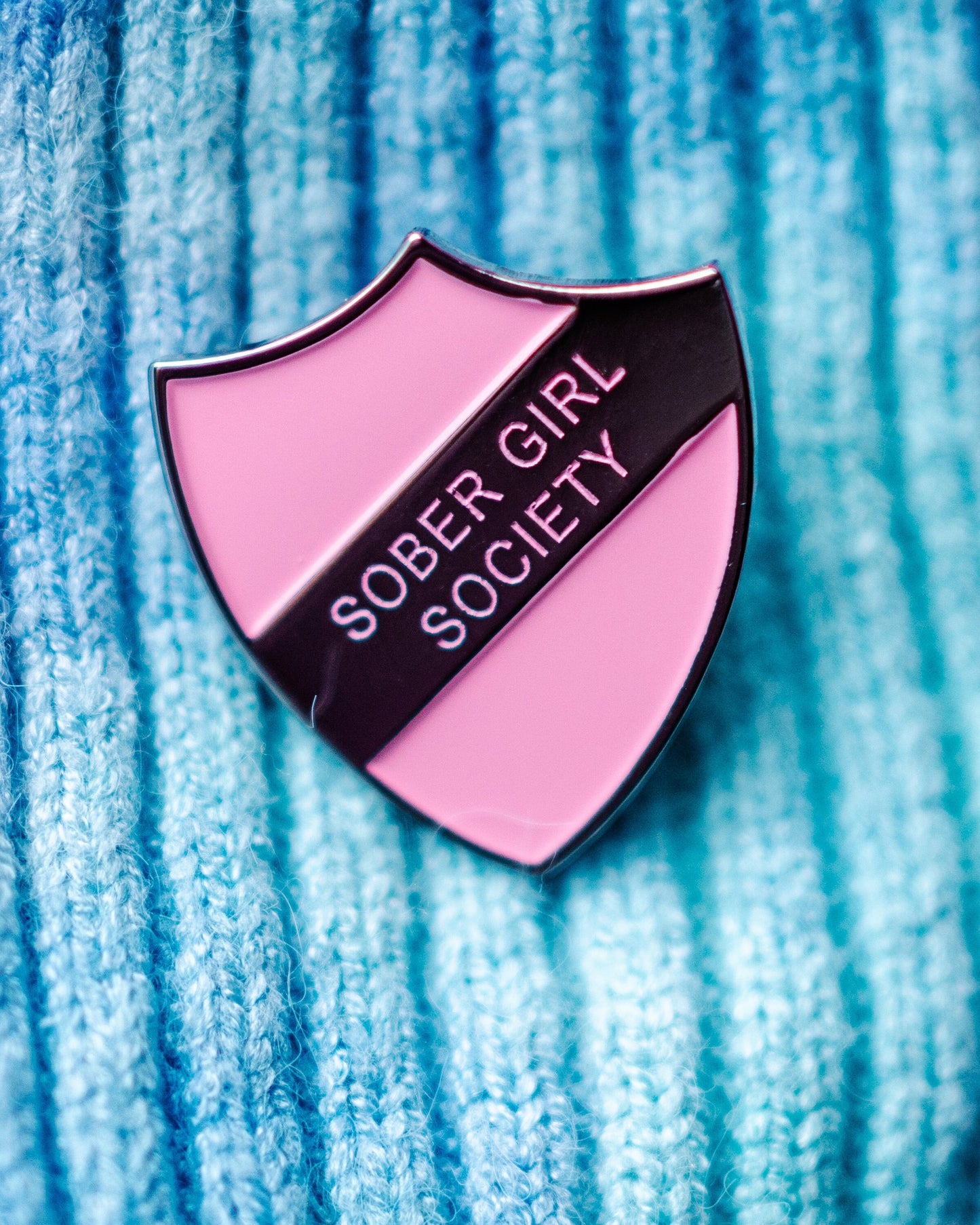 Pink Enamel Pin Shield Badge