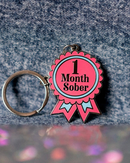 1 Month Sober Keyring