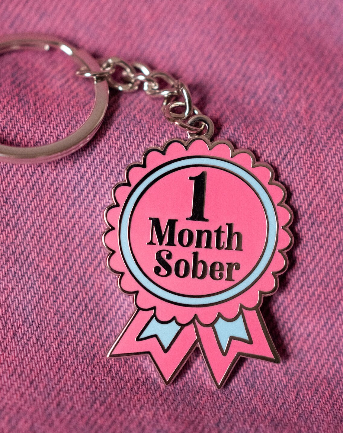 1 Month Sober Keyring