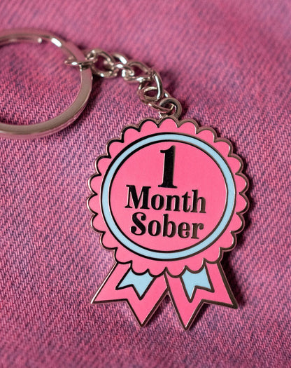 1 Month Sober Keyring